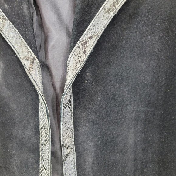 Vintage Doncaster Size 8 Suede Leather Jacket Coat Blazer top black Snake Trim - Picture 3 of 6